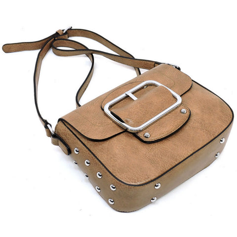 tan buckeled cross body