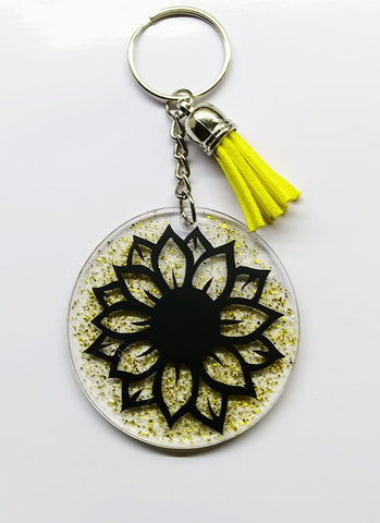 sparkle flower keychain