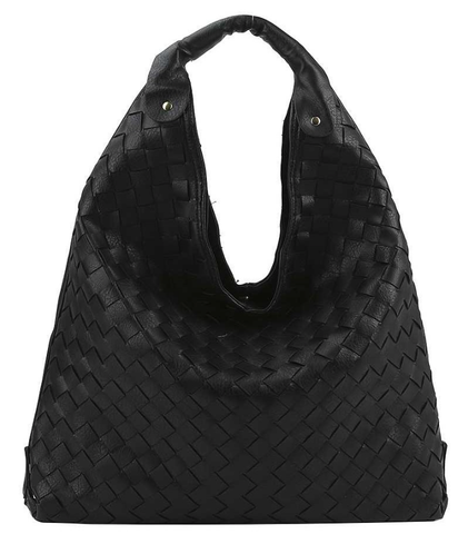 Woven Hobo Bag in Black