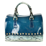 corn flower blue jelly purse with snakeskin