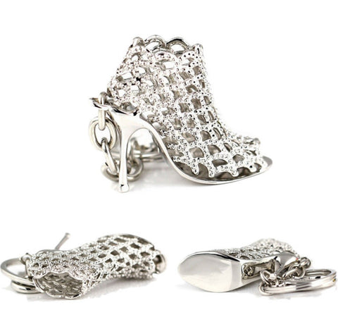 shoe bootie key ring silver