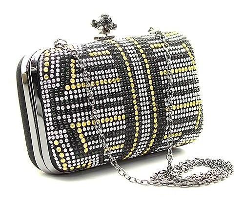 Rhinestone Clutch in Black Gold