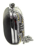 rhinestone clutch in black profile