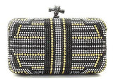 rhinestone clutch in black front