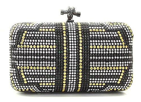 rhinestone clutch in black front