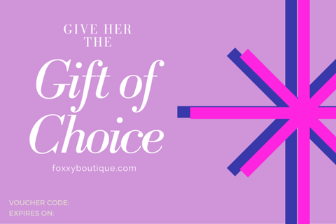 Foxxy Boutique E-Gift Certificates $25, $50, $75, $100