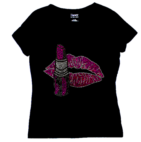 lipstick bling tee