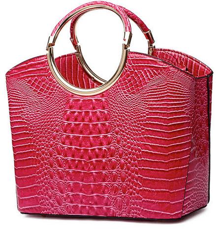 pink croc top handle profile