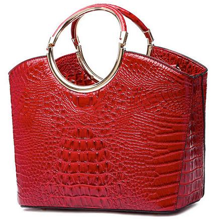 Faux Croc Handheld Bag Red