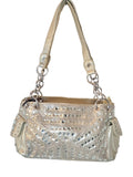 Mid-Size Gold Shimmer Shoulder Bag