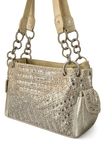 Mid-Size Gold Shimmer Shoulder Bag