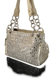 Mid-Size Gold Shimmer Shoulder Bag