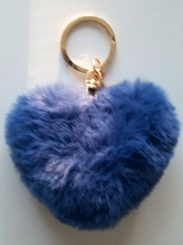 Heart Shaped Pom Pom in Blue