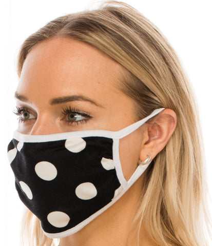Face Mask black with white dots