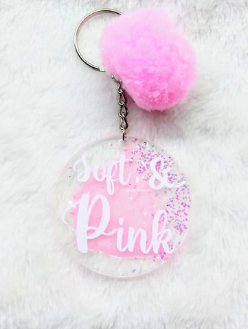 soft and pink keychain