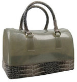 silver glitter croc jelly purse