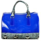 Blue jelly purse with snakeskin trim