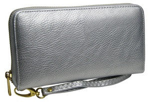 single zip wallet in silver